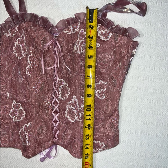 Women’s Babydoll Fairy Coquette Corset Size S Pink Girly Sequins Feminine Ballet - Picture 8 of 8